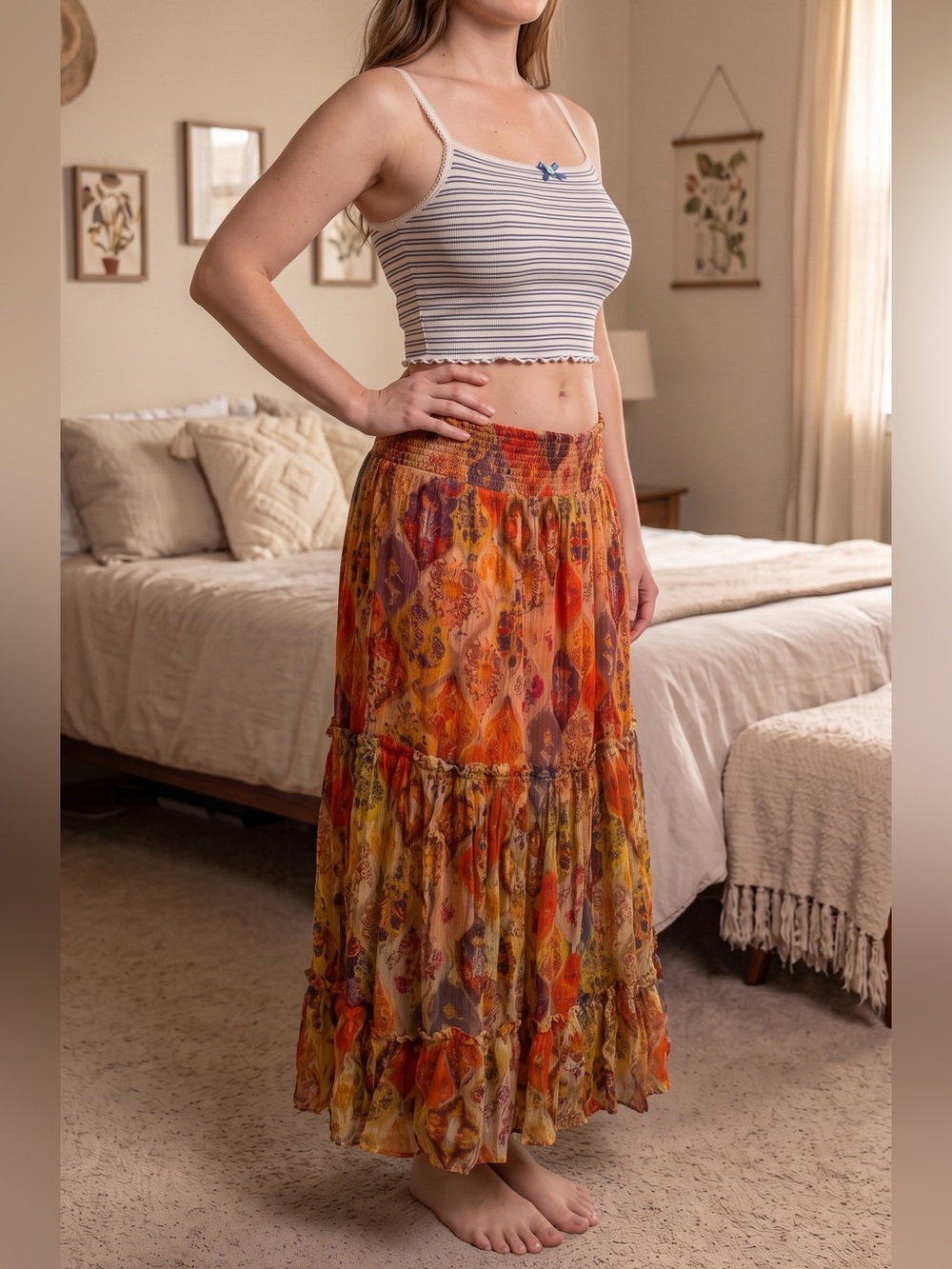 Free People - 'The Great Escape' - Printed Maxi Skirt - XS - Picture 3 of 9